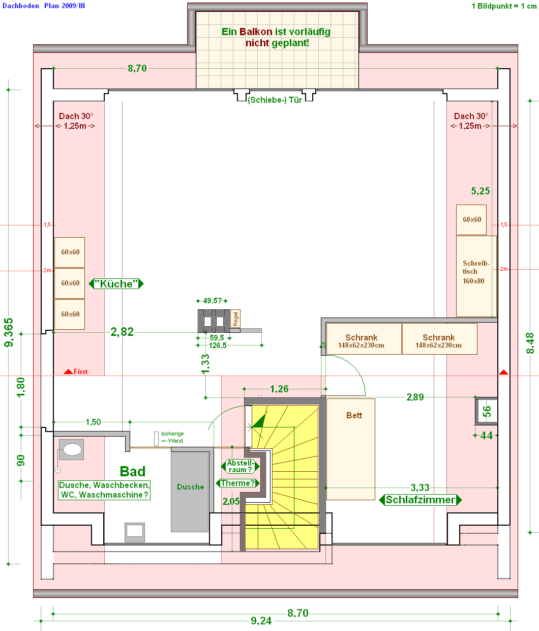 Siriusweg 20: Planung des Dachbodens (2009-III)